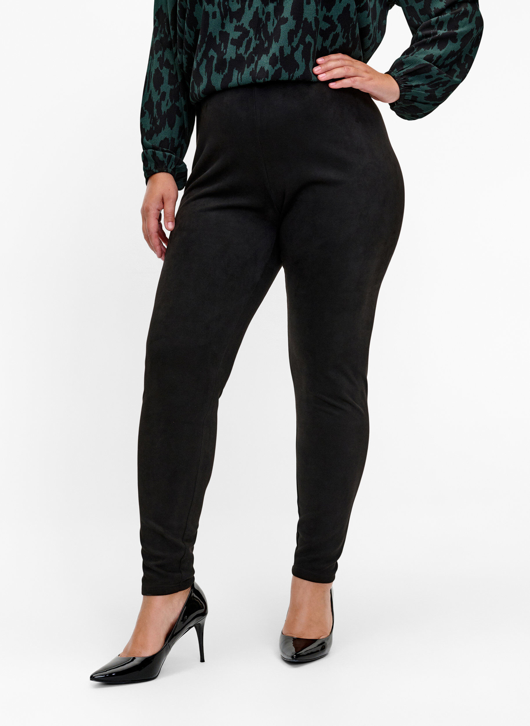 ZizziLeggings i mockaimitation, Black, Model image number 2