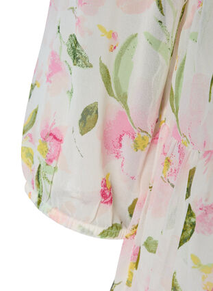 Tunika i blommönster och lurex, White/Pink Flower, Packshot image number 3