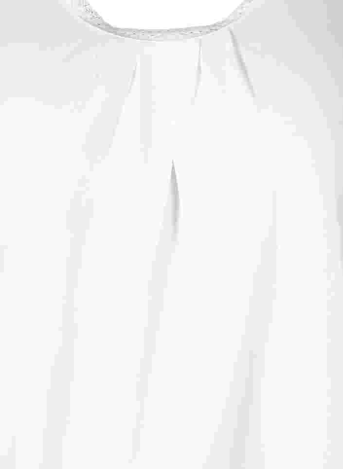 Bomullstopp med rund halsringning och spetskant, White, Packshot image number 2