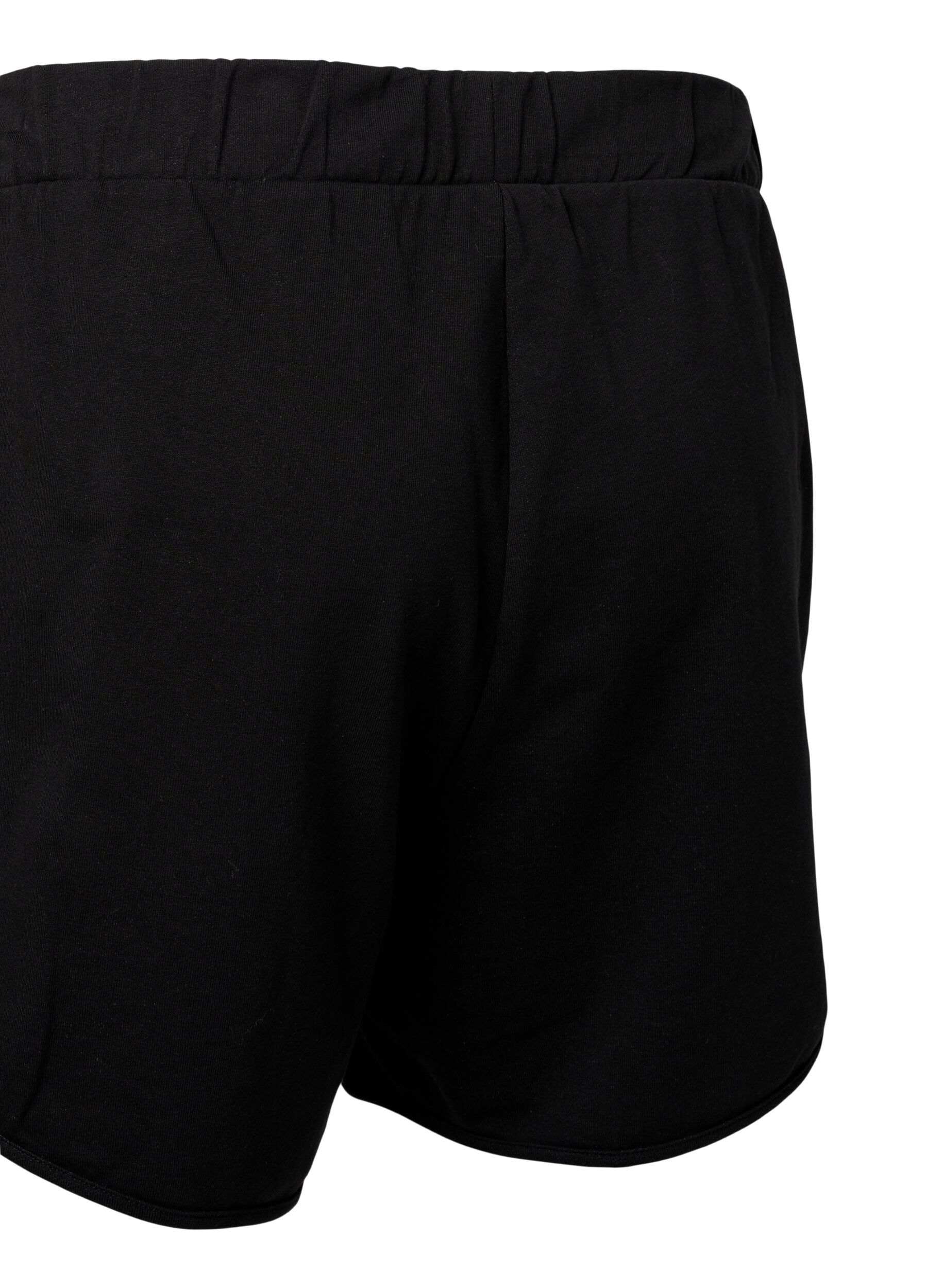 Zizzi Enf&auml;rgade sweatshirtshorts med fickor, Black, Packshot image number 3
