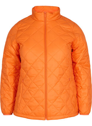 Quiltad lättviktsjacka med dragkedja och fickor, Mandarin Orange, Packshot image number 0