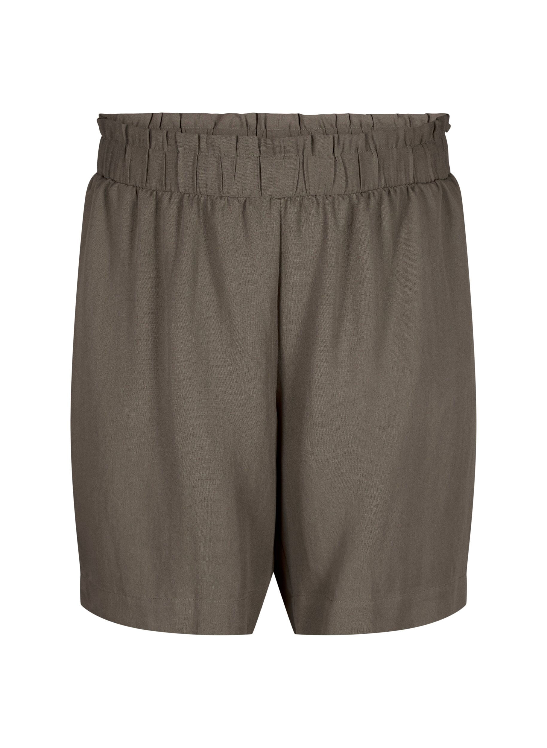 Zizzi L&ouml;st sittande shorts i viskos, Chocolate Chip, Packshot image number 0