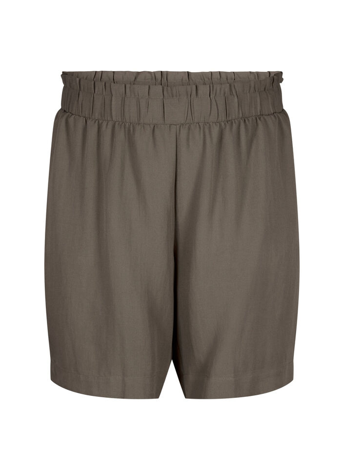 Löst sittande shorts i viskos, Chocolate Chip, Packshot image number 0