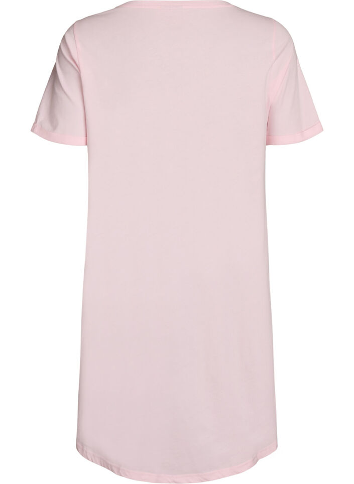 Kort&auml;rmat nattlinne i ekologisk bomull, Rosa, Packshot image number 1