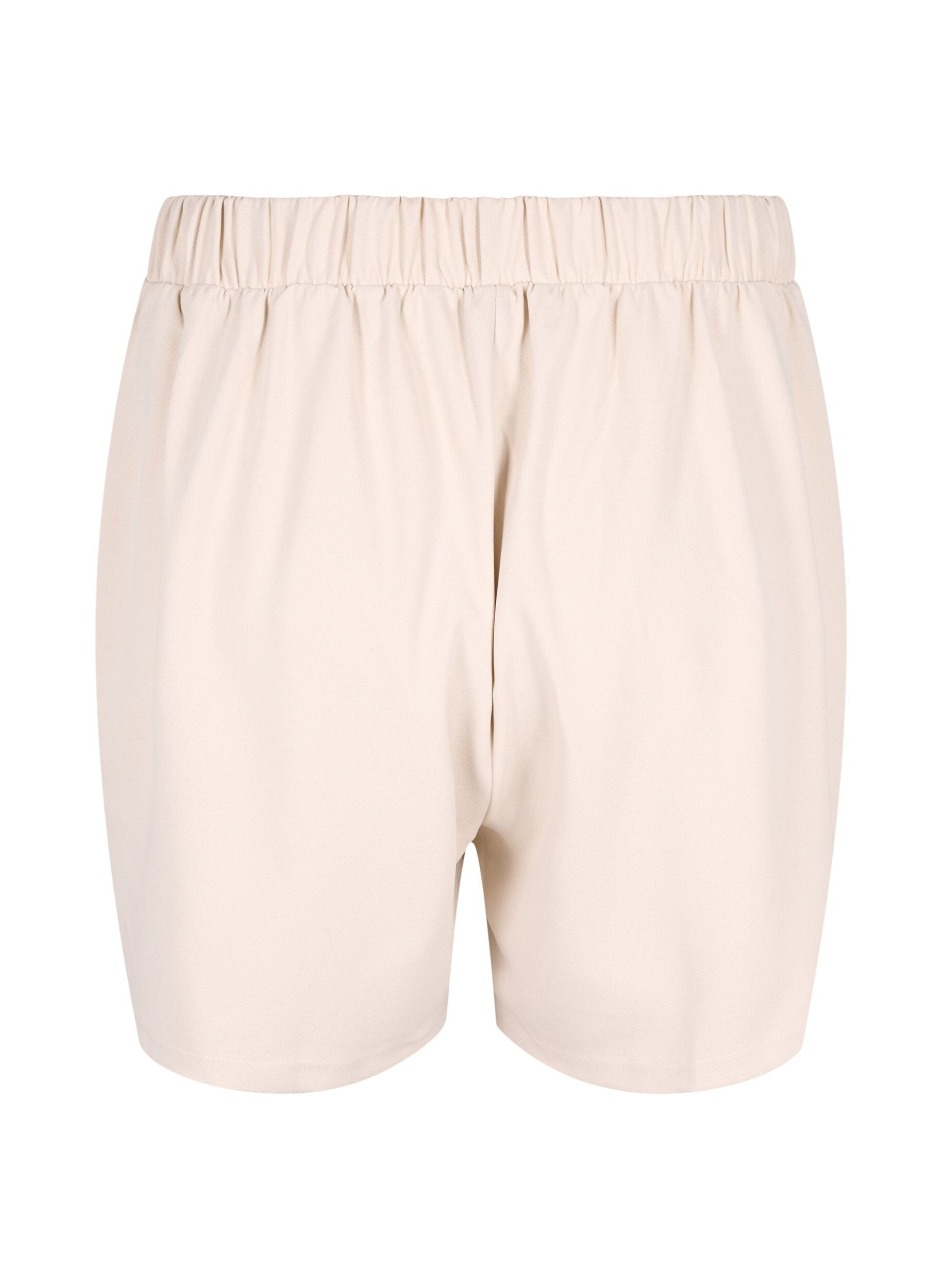 Zizzi FLASH - L&ouml;st sittande shorts med fickor, Beige, Packshot image number 1