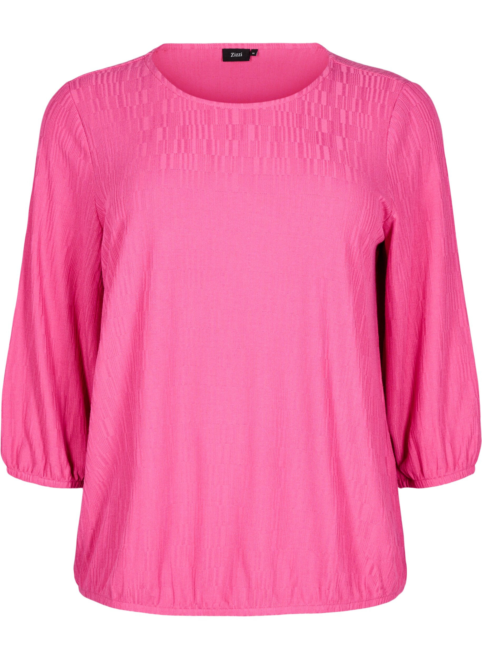ZizziBlus med struktur och 3/4-&auml;rmar, Rosa, Packshot image number 0