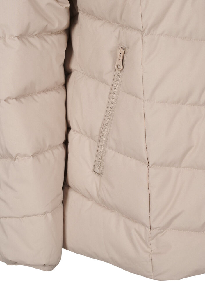 Kort pufferjacka med huva, Beige, Packshot image number 3