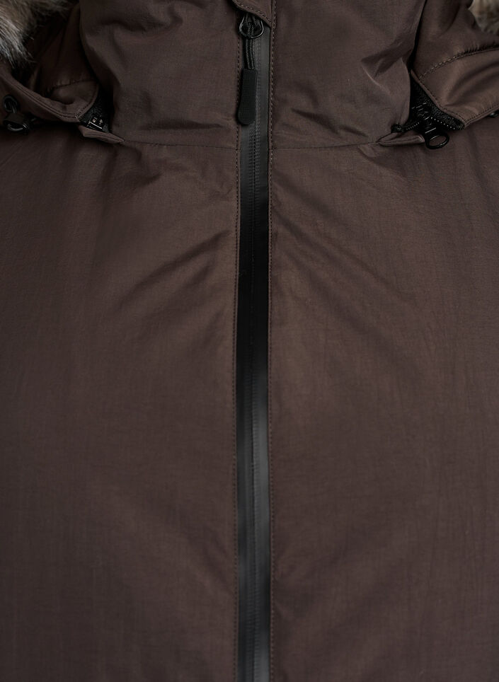 Vattent&auml;t parkas med huva, Brun, Packshot image number 2