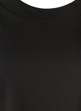 Kortärmad t-shirt med bred ribbad kant vid halsen, Black, Packshot image number 2