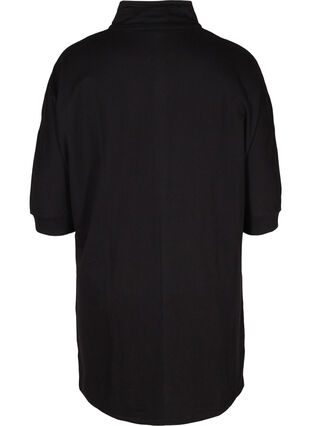 Sweatshirtklänning i bomull med dragkedja och 3/4 ärmar, Black, Packshot image number 1