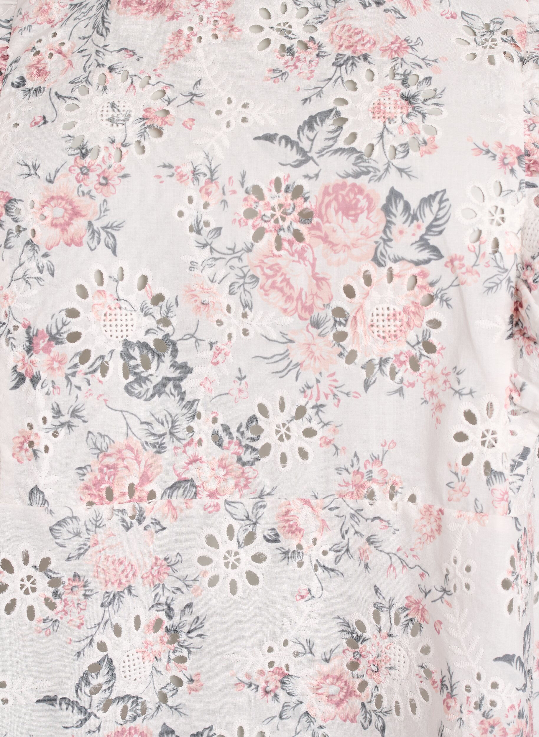 ZizziBlus i bomull med broderie anglaise och volanger, Rosa, Packshot image number 2