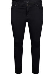 Croppade Amy jeans med blixtl&aring;s, Svart