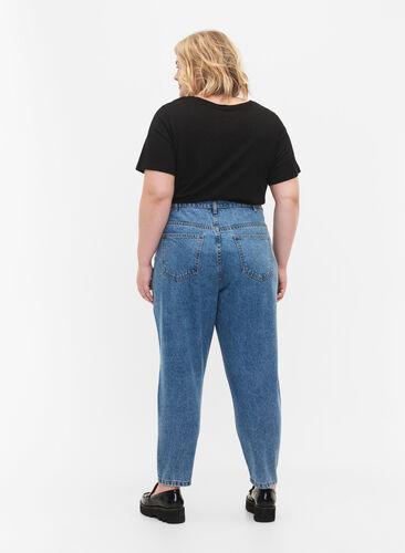 Ankellånga Gemma jeans med hög midja, Light blue denim, Model image number 1