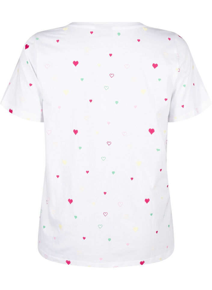 T-shirt med hjärtan i ekologisk bomull., White Heart Emb., Packshot image number 1