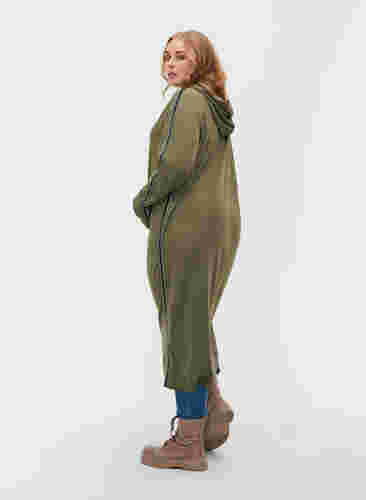 Sweatshirtklänning med huva och dragkedja, Dusty Olive, Model image number 1