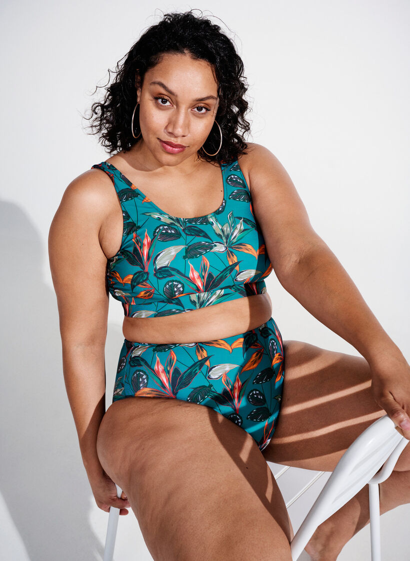 Bikinitrosa med hög midja och prickar, Turkos, Image image number 0