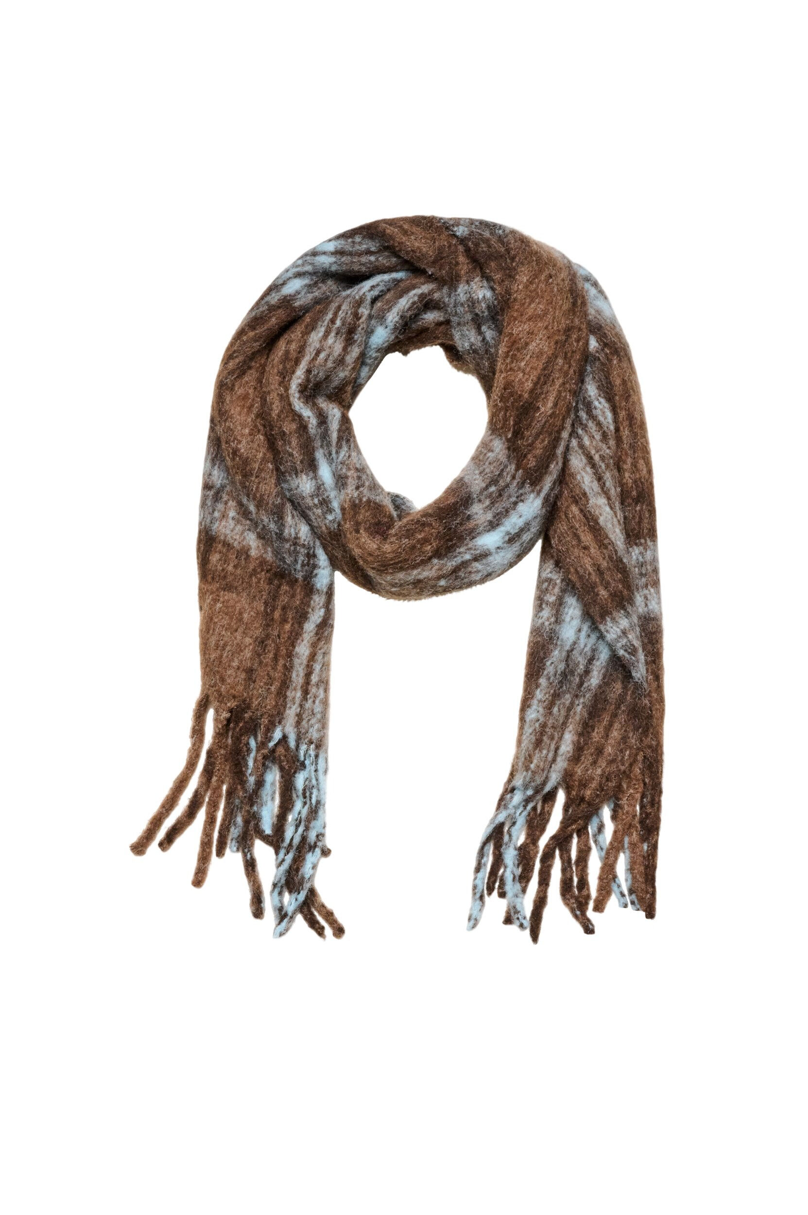 ZizziMjuk halsduk med fransar, Brun, Packshot image number 0