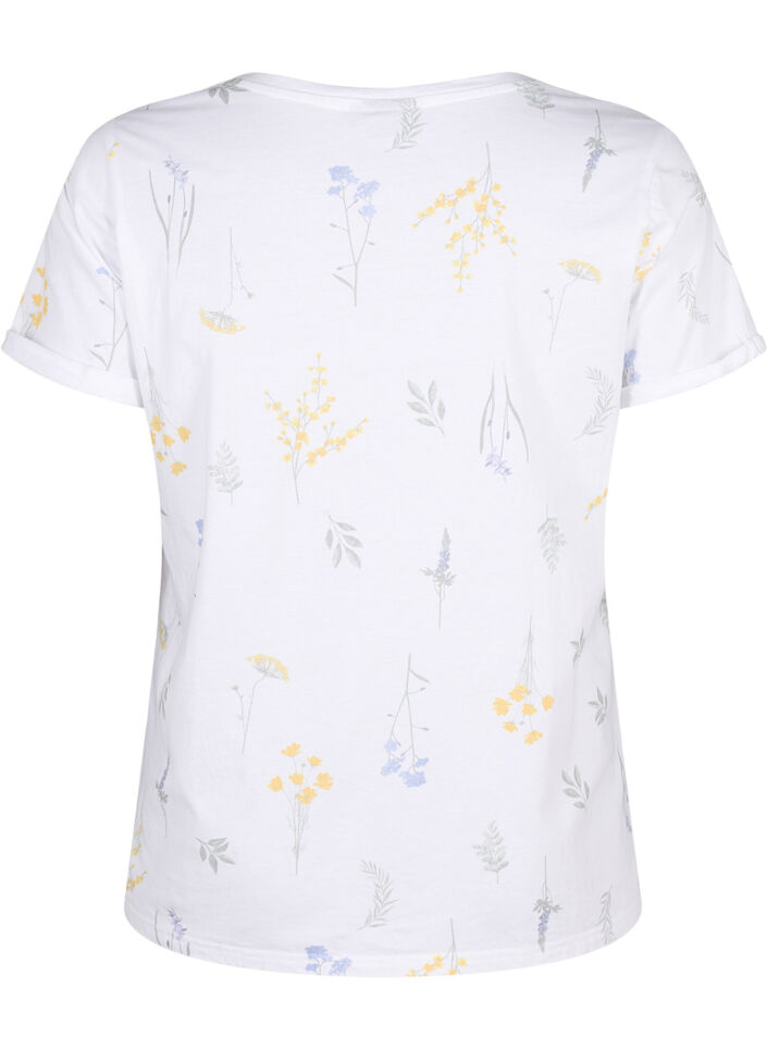T-shirt i ekologisk bomull med blommigt tryck, Bright W. AOP, Packshot image number 1