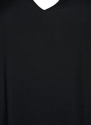 V-ringad blus i viskos med korta ärmar, Black, Packshot image number 2