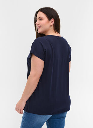 Randig t-shirt i bomull, Night Sky Solid, Model image number 1