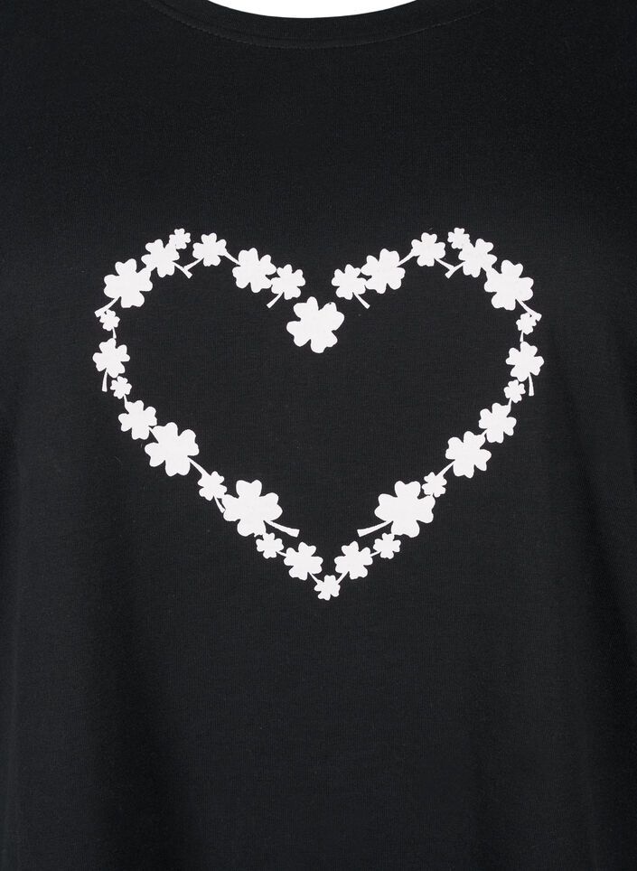 T-shirt från FLASH med tryck, Black Flower Heart , Packshot image number 2