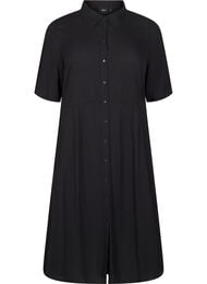 Midikl&auml;nning i skjortmodell med korta &auml;rmar, Svart