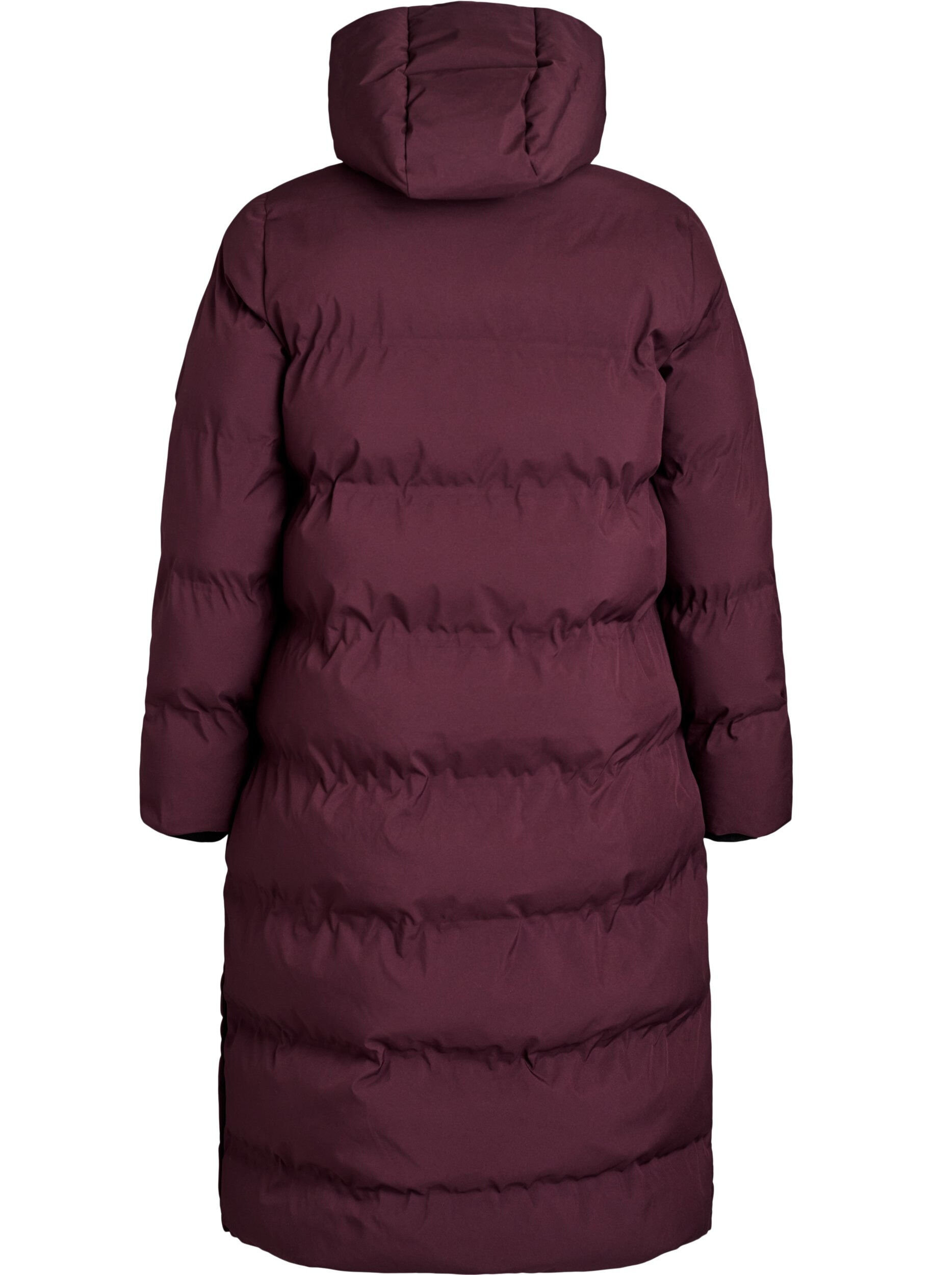 ZizziL&aring;ng puffervinterjacka med huva, M&ouml;rk Bordeaux, Packshot image number 1