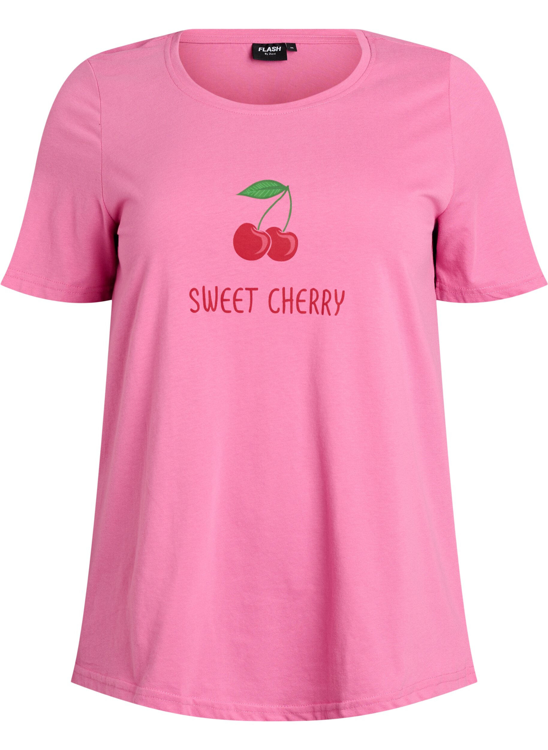 ZizziT-shirt med tryck, Rosa, Packshot image number 0
