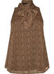 &Auml;rml&ouml;s blus med h&ouml;g hals och rosett, Brun, Packshot image number 0