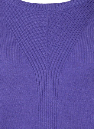 Enfärgad stickad tröja med ribbade detaljer, Purple Opulence Mel., Packshot image number 2