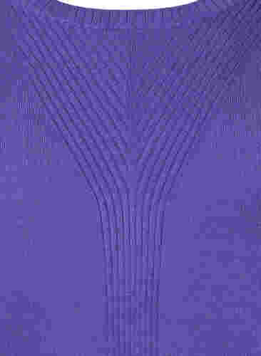 Enfärgad stickad tröja med ribbade detaljer, Purple Opulence Mel., Packshot image number 2