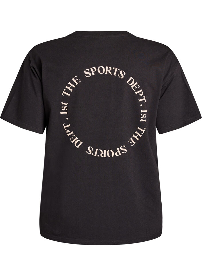 Sportig t-shirt i ekologisk bomull, Svart, Packshot image number 1
