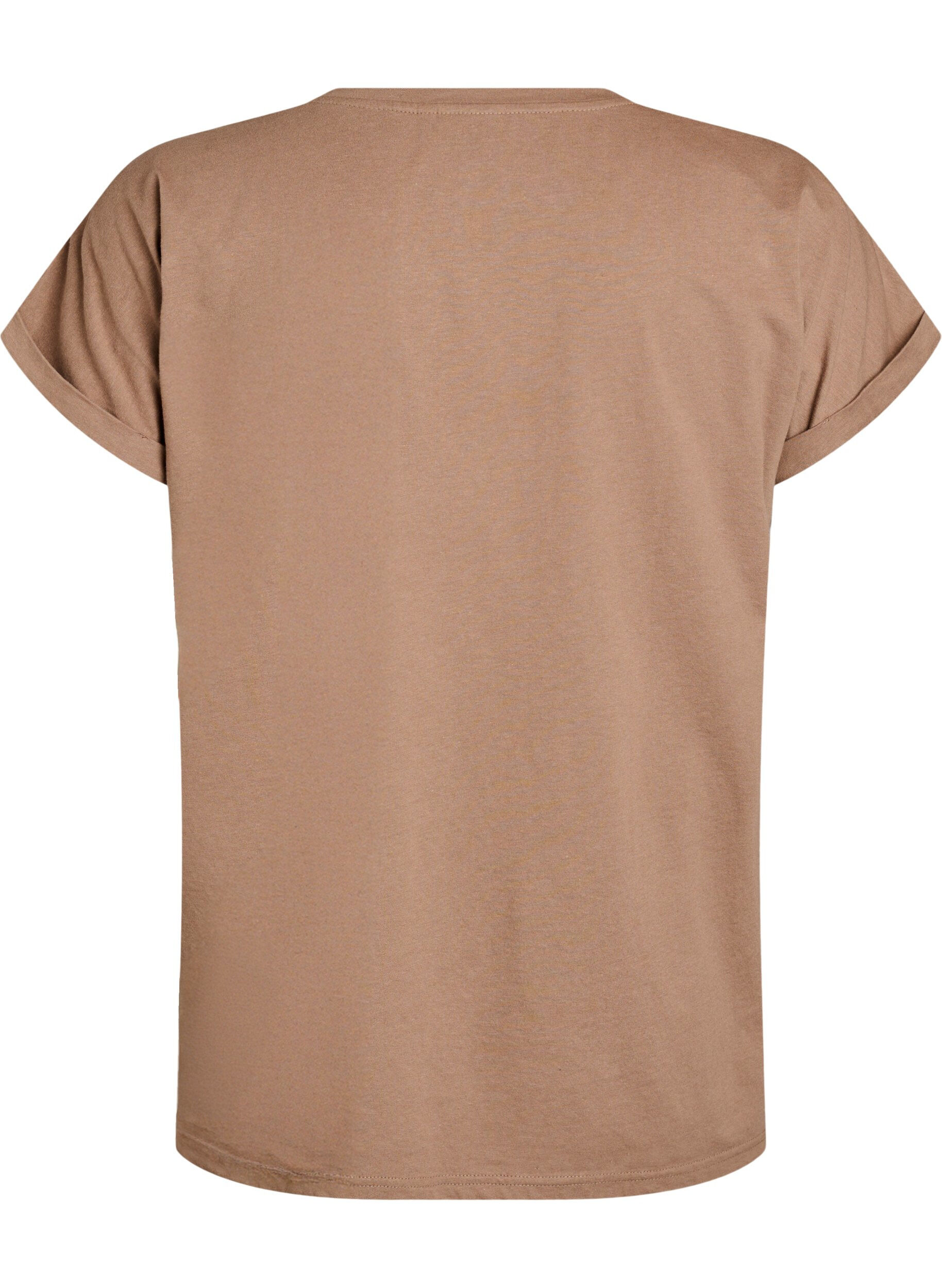 ZizziKort&auml;rmad t-shirt i bomullsmix, Brun, Packshot image number 1