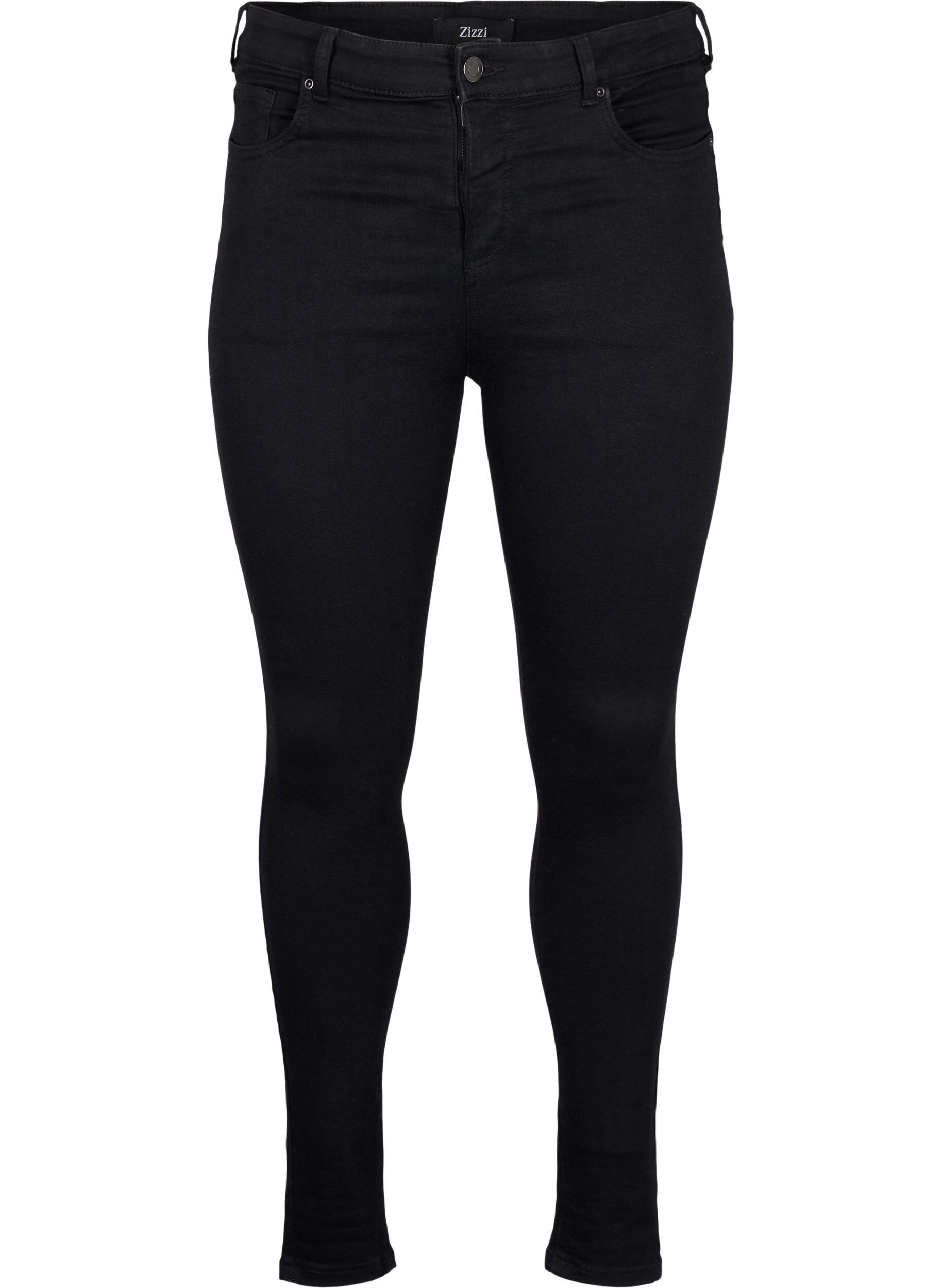 Zizzi Mycket &aring;tsittande jeans med h&ouml;g midja, Black, Packshot image number 0