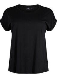 Kort&auml;rmad t-shirt i bomullsmix, Svart