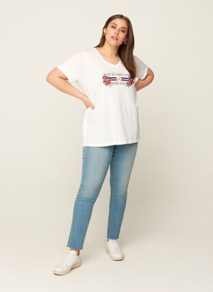 T-shirt med tryck, Bright White, Model image number 2