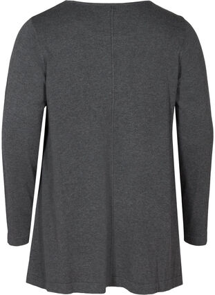 Stickad tröja med a-form, Dark Grey Melange, Packshot image number 1