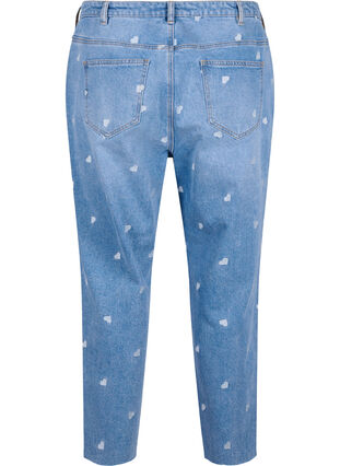 Mille mom fit jeans med hjärtan, Light blue denim, Packshot image number 1