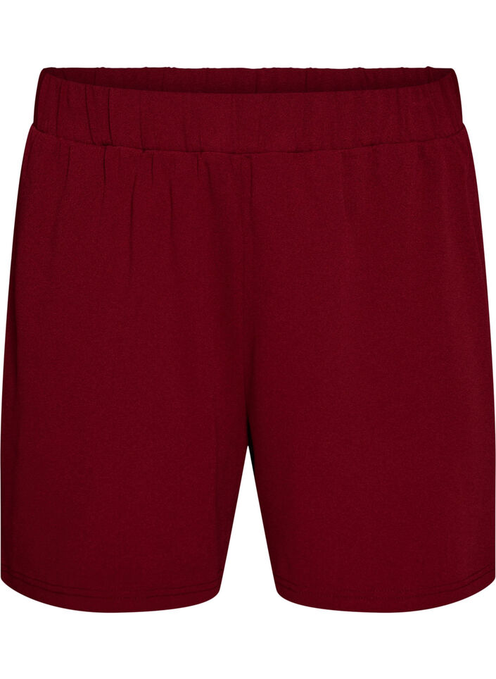 L&ouml;st sittande shorts med fickor, M&ouml;rk Bordeaux, Packshot image number 0