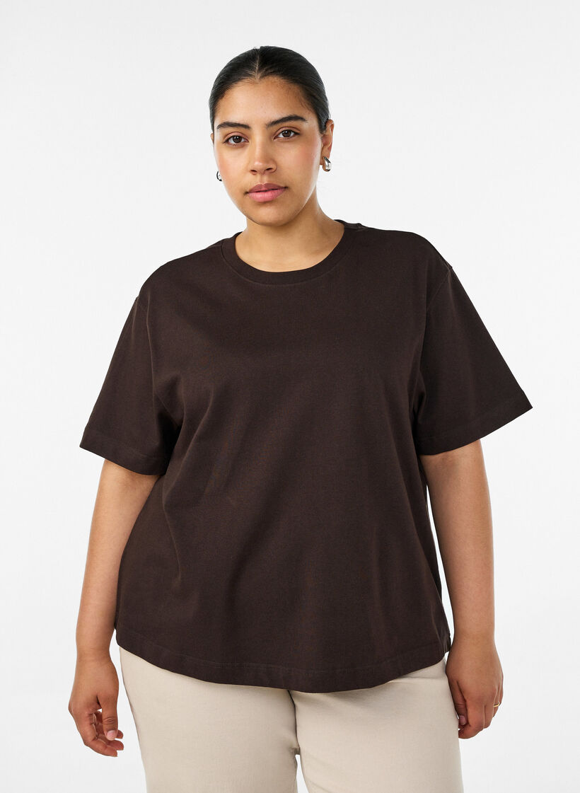 Boxig t-shirt i bomull, Brun, Model image number 0