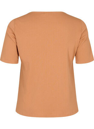 T-shirt med knappar, Pecan Brown, Packshot image number 1