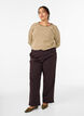 Randig blus med l&aring;nga &auml;rmar, Brun, Model image number 1