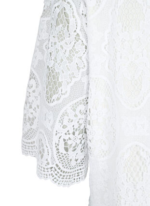 Kortärmad festklänning i spets, Bright White, Packshot image number 3