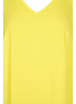 Viskosklänning med v-ringning, Blazing Yellow, Packshot image number 2