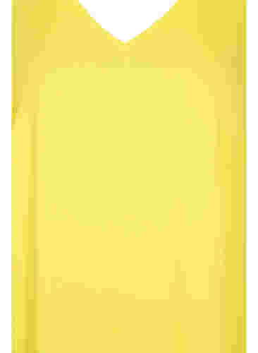 Viskosklänning med v-ringning, Blazing Yellow, Packshot image number 2