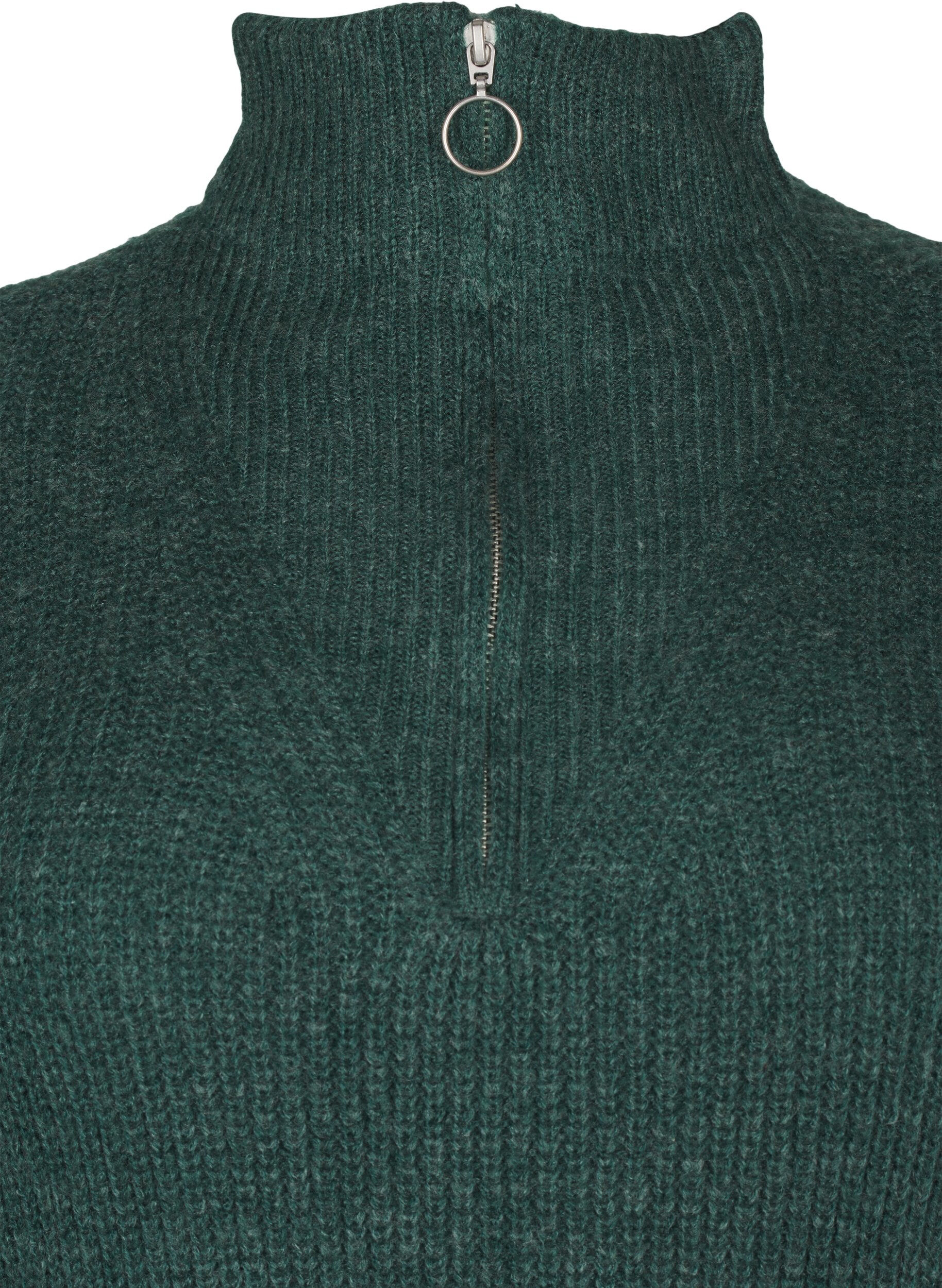 Zizzi FLASH - Stickad kl&auml;nning med h&ouml;g hals, Sea Moss Mel., Packshot image number 2