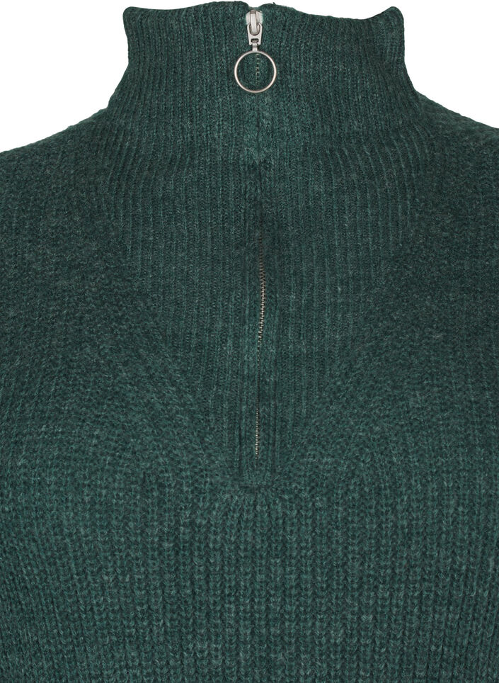 FLASH - Stickad klänning med hög hals, Sea Moss Mel., Packshot image number 2