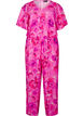 Blommig byxdress med fladdermusärmar, Pink Rose AOP, Packshot image number 0