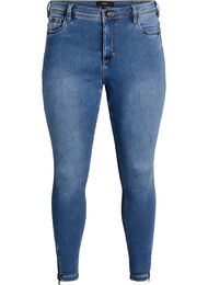 Croppade Amy jeans med dragkedja, Bl&aring;