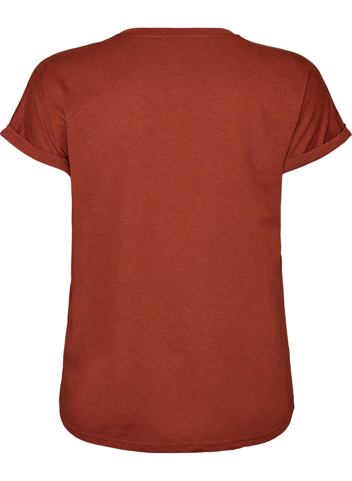 Kort&auml;rmad t-shirt i bomullsmix, R&ouml;d, Packshot image number 1